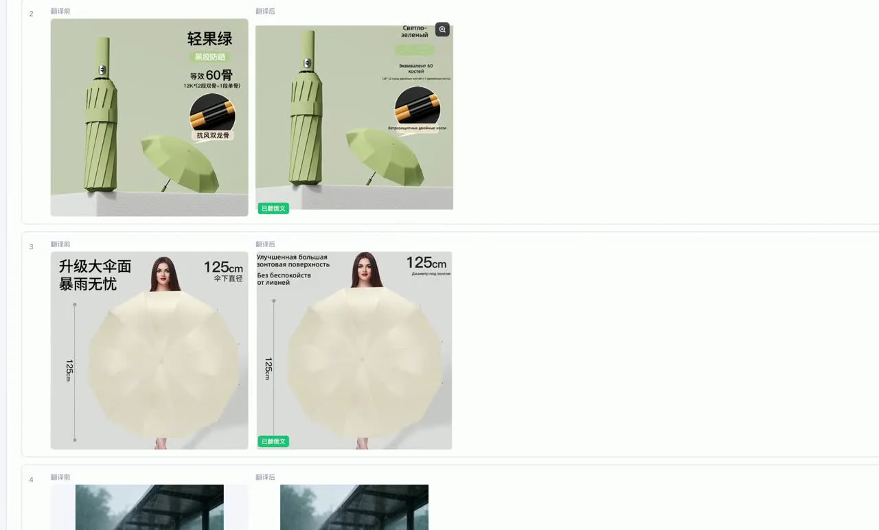 详情图翻译后：中文换成俄文，版式与尺寸标注位置不变